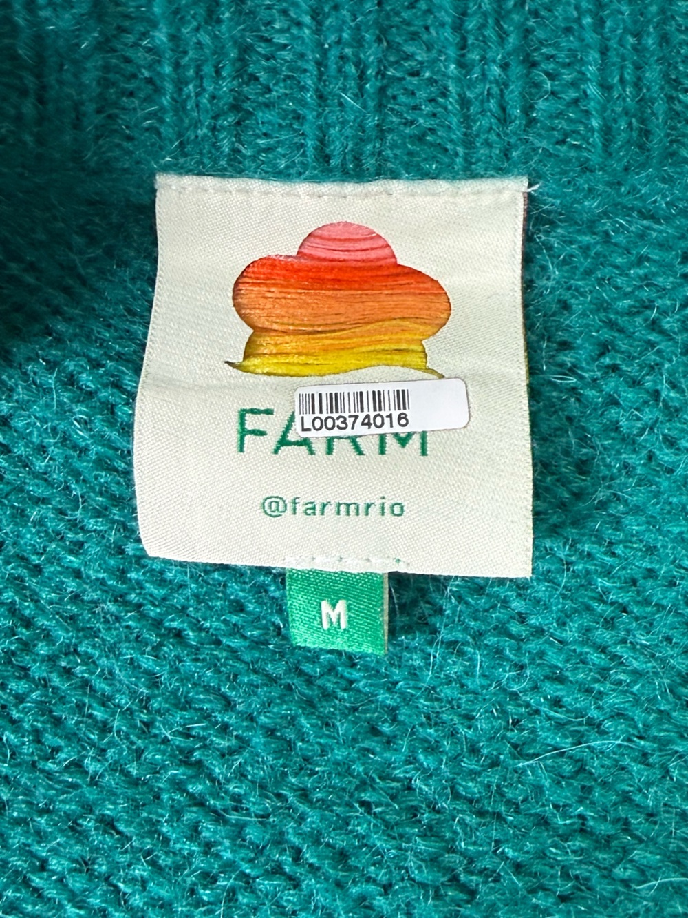 Farm Rio | Knit Cropped Cardigan Balloon Sleeve Sweater | Green | Size M - Picture 5 of 14